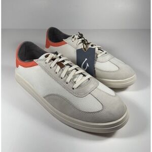OLUKAI Punini Sneakers Shoes White Molten Orange Mens 10.5 *NEW* 10514-189U $140